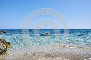 Amazing view of Frangokastello beach in Crete island, Greece