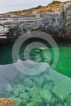 Amazing view of Giola Natural Pool in Thassos island, Greece