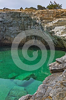 Amazing view of Giola Natural Pool in Thassos island, Greece