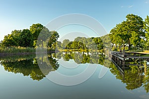 Amazing view of the Gota canal in evening sunlight photo