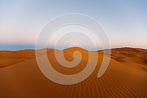 Amazing view of the great sand dunes in the Sahara Desert, Erg Chebbi, Merzouga, Morocco