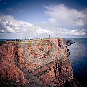 Amazing view of Helgoland cliffs with beautiful sky and clouds