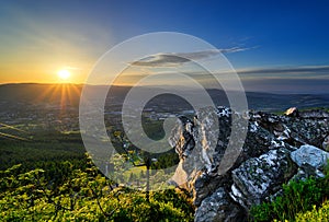 Amazing view from Jested mountain peak during summer day. Liberec, Czech republic.