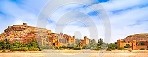 Amazing view of Kasbah Ait Ben Haddou near Ouarzazate in the Atlas Mountains of Morocco. UNESCO World Heritage Site since 1987. A