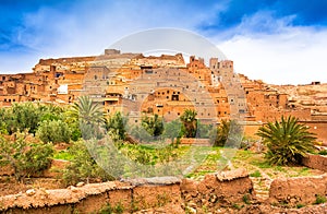 Amazing view of Kasbah Ait Ben Haddou near Ouarzazate in the Atlas Mountains of Morocco, Africa. UNESCO World Heritage Site since