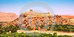 Amazing view of Kasbah Ait Ben Haddou near Ouarzazate in the Atlas Mountains of Morocco. UNESCO World Heritage Site since 1987.