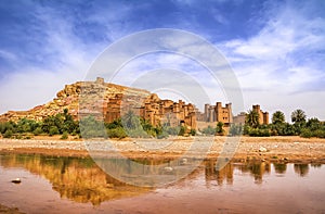 Amazing view of Kasbah Ait Ben Haddou near Ouarzazate in the Atlas Mountains of Morocco. UNESCO World Heritage Site since 1987.