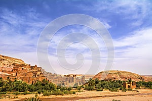 Amazing view of Kasbah Ait Ben Haddou near Ouarzazate in the Atlas Mountains of Morocco. UNESCO World Heritage Site since 1987.
