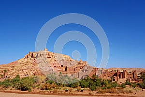 Amazing view of Kasbah Ait Ben Haddou near Ouarzazate in the Atlas Mountains of Morocco. UNESCO World Heritage Site since 1987