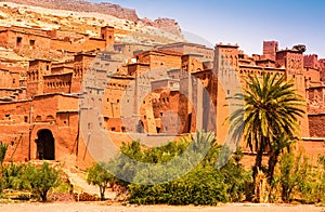 Amazing view of Kasbah Ait Ben Haddou near Ouarzazate in the Atlas Mountains of Morocco. UNESCO World Heritage Site since 1987.