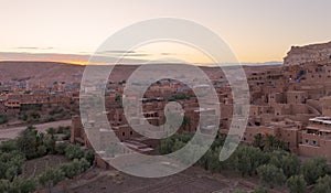 Amazing view of Kasbah Ait Ben Haddou near Ouarzazate in the Atlas Mountains of Morocco. UNESCO World Heritage Site since 1987.