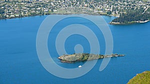 Amazing view of a luxury yacht at Wanaka Lake