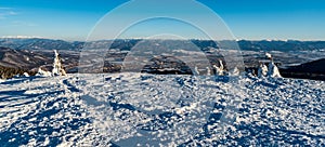 Amazing view from Mincol hill in winter Mala Fatra mountains in Slovakia