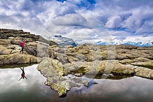 Amazing view near Trolltunga. Location: Scandinavian Mountains,