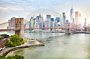 Amazing view of New York city and Brooklyn bridge