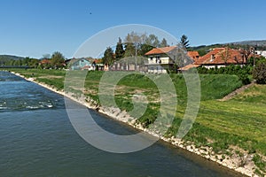 Amazing view of Nisava river passing through the town of Pirot, Serbia photo
