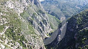 Amazing view over the famous ridomo gorge in mountainous Mani area in Messenia, Peloponnese, Greece