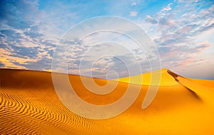 Amazing view of sand dunes in the Sahara Desert. Location: Sahara Desert, Merzouga, Morocco. Artistic picture. Beauty world