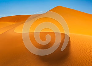 Amazing view of sand dunes in the Sahara Desert. Location: Sahara Desert, Merzouga, Morocco. Artistic picture. Beauty world.