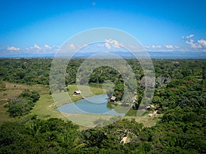 Amazing view in Santa Cruz de la Sierra, Bolivia. Lake and hills