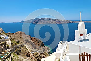 Amazing view from Santorini Island with the caldera of volcano, Greece, Europe