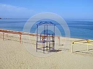 Amazing view on sea and sky. Empty beach.