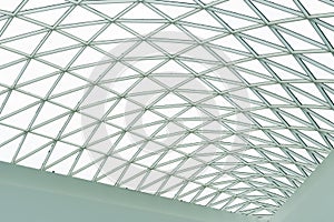 An amazing view of the sky opens to visitors of the shopping center through a large transparent ceiling made of glass and white