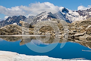 Amazing view of Smeraldo lake in the italian alps photo