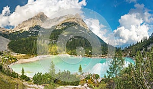 Amazing view of Sorapis lake Lago di Sorapis Dolomites, Italy photo