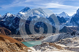 Amazing view to Mount Everest, Gokyo lake and.