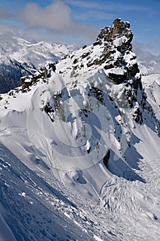 Amazing view to the peaks at the Meribel ski resort.