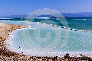 View to the Salty Surface of the Lake Assal, Djibouti photo