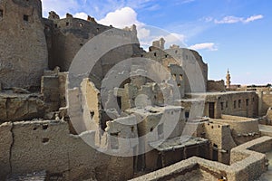 Amazing View to the Sandstone Walls and Ancient Fortress of an Old Shali Mountain village in Siwa Oasis