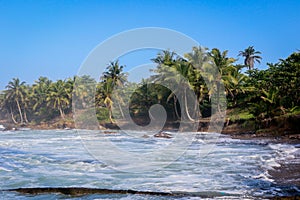 Amazing View to the Sandy Atlantic Coastline of Axim Beach in Ghana