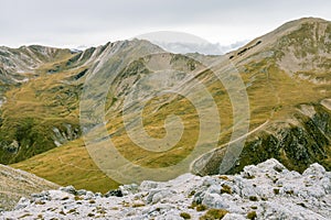 Amazing view from the top of the high mountains. photo