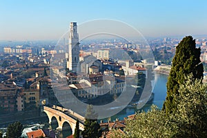 Amazing view of Verona city and River Adige, Italy