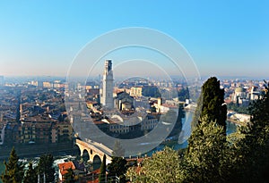 Amazing view of Verona city and River Adige, Italy