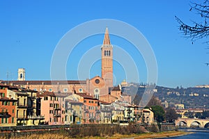 Amazing view of Verona city and River Adige, Italy