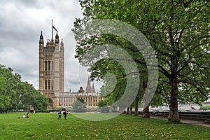 Amazing view of Victoria Tower Gardens and Houses of Parliament, London, United Kingdom