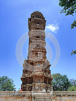 Amazing view of Vijay stambh & x28;victory tower& x29; Chittorgarh for, Rajasthan, India