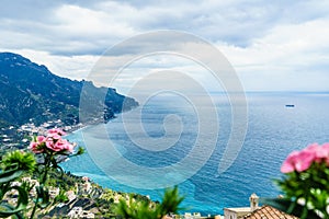 Amazing view from Villa Rufolo, Ravello town, Amalfi coast, in t photo