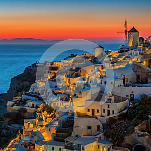 Amazing view with white houses in Oia village.