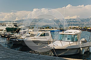 Amazing view of yacht marina and sea near Supetar, Brac island, Croatia