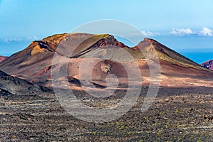 Amazing volcanic landscape of Lanzarote island, Timanfaya national park photo