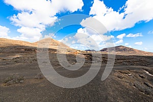 Amazing volcanic landscape in Timanfaya national park. Lanzarote island, Spain, Europe.