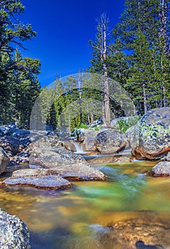 Amazing Water Streams Shot in Yosemite National Park in California. Long Shutter Speed Used.HDR Toning