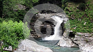 Amazing waterfall on Lavertezzo, Verzasca Valley. Switzerland