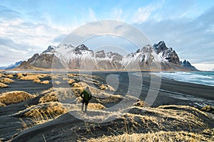 Amazing wild landscape at stokksnes, iceland