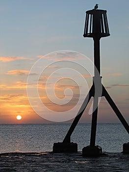 Amazing winter sunset on eastbourne beach