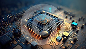The amazing world of microchips and computers, macro shooting cyber technology